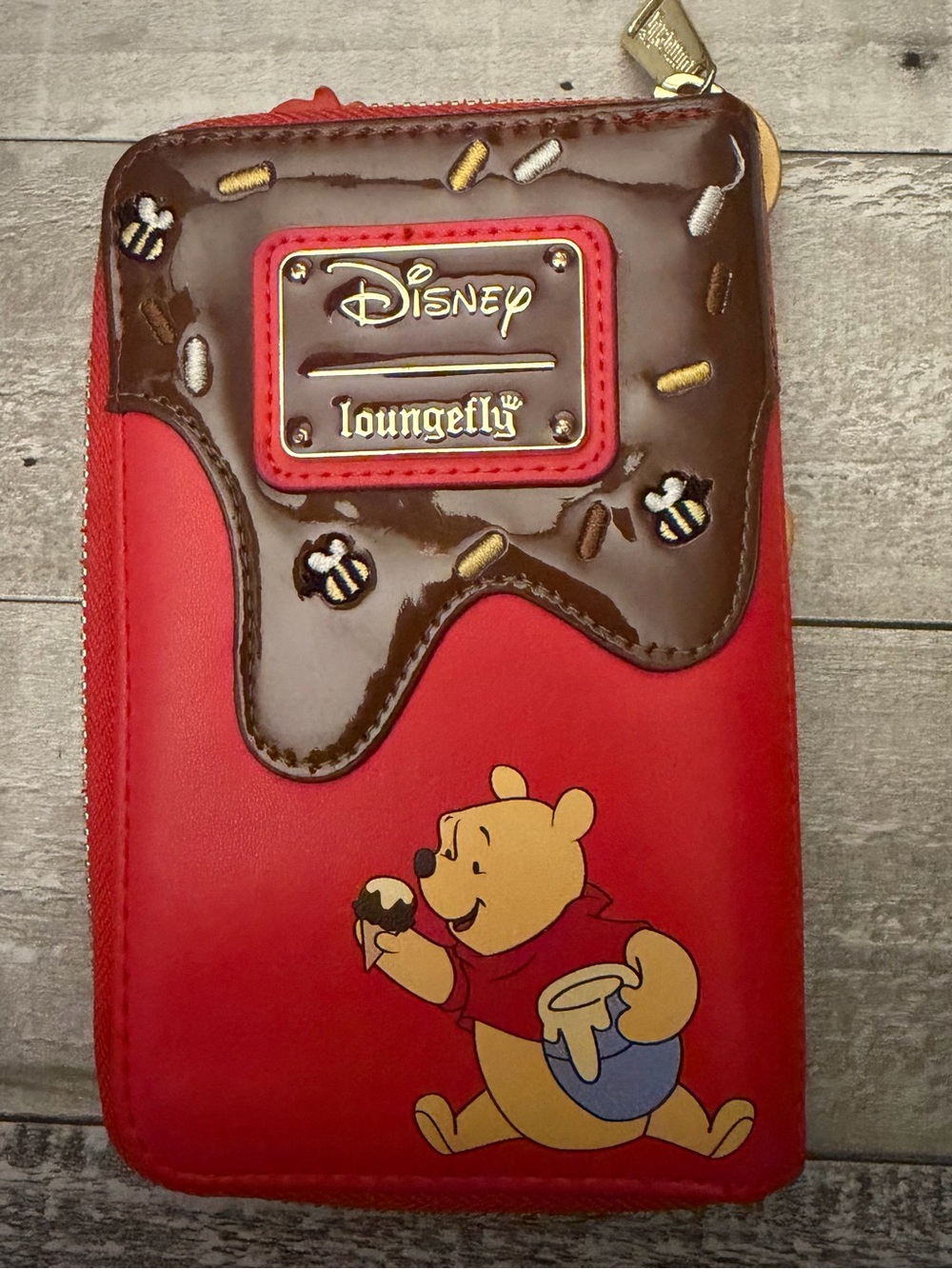 Loungefly Disney Winnie the Pooh Red and Brown Chocolate-Drip Wallet